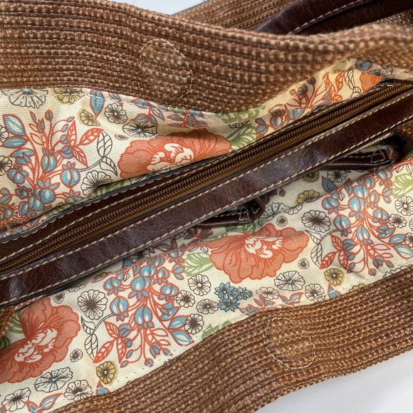 FOSSIL PURSE Genuine Classic 1954 Key Oasis Straw slouchy bag tan brown paisley - Picture 8 of 16